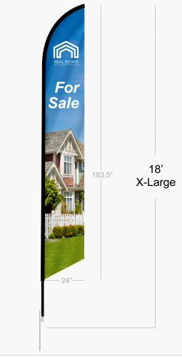 18' Large C2C BOAT SALES Custom Feather Flag - Angled