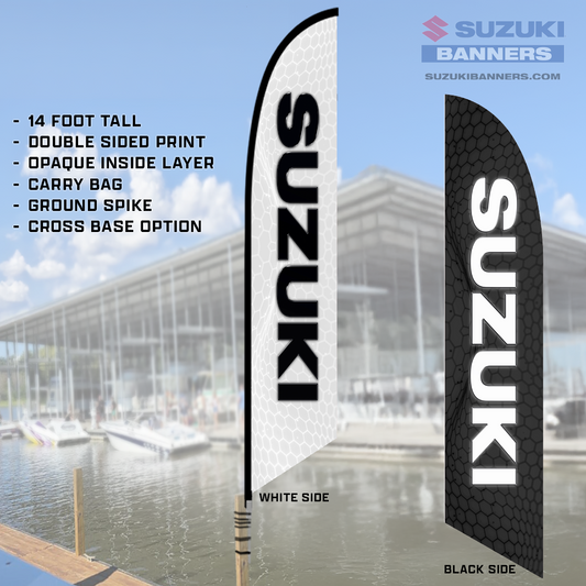 SUZUKI Black & White Feather Flag
