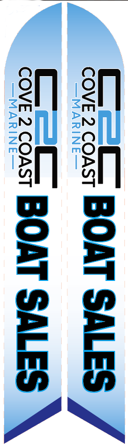 18' Large C2C BOAT SALES Custom Feather Flag - Angled