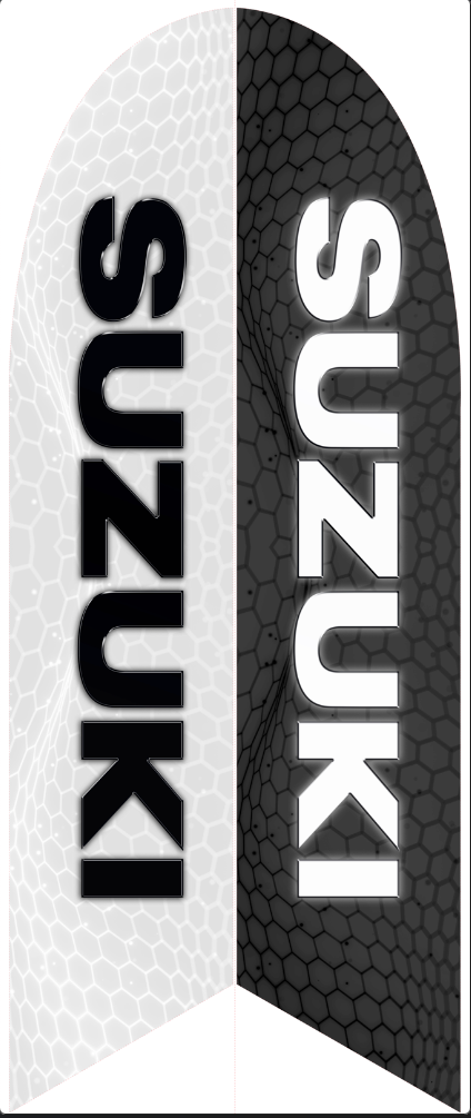 SUZUKI Black & White Feather Flag